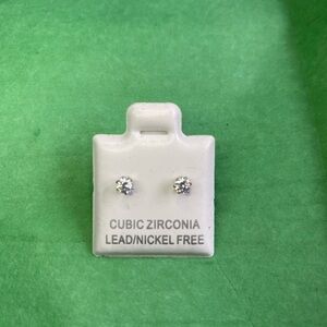 Cubic zirconia silver tiny earrings